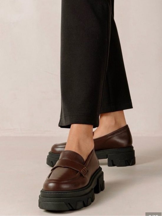 ALOHAS Shoes - ALOHAS Dark Brown Leather Lug-Sole Penny Loafers- eu size 38
